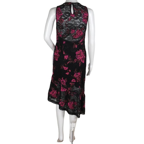 Nanette Lepore Women's Floral Stamped Flare Dress Fringes Design Multicolor Sz 2 - Picture 4 of 5